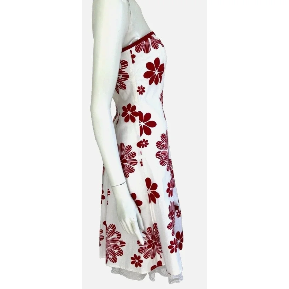 Byer California White Strapless Dress with Burgundy Floral Print